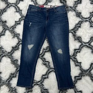 Vintage America Bestie Dark Blue Distressed Ankle Jeans